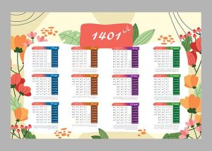 تقویم لایه باز 1401 تک صفحه ای دیواری