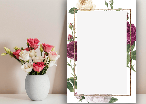 لوح تقدیر بدون متن با حاشیه گل