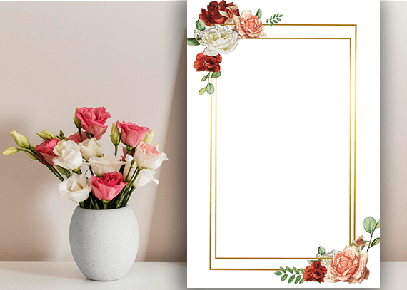 تقدیر نامه با کادر طلایی حاشیه گل