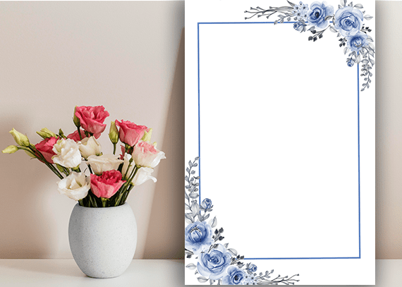 طرح گل آبی برای لوح تقدیر