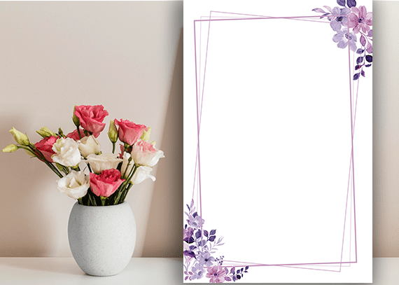 حاشیه گل با رنگ بندی بنفش