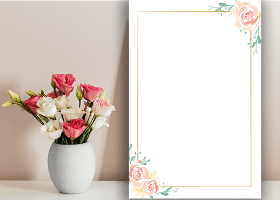 لوح سپاس با حاشیه گل ساده