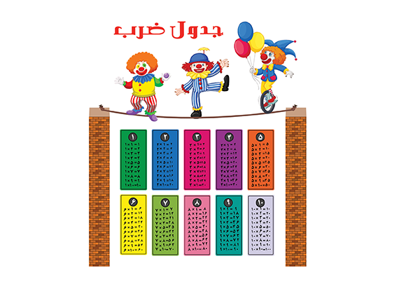 جدول ضرب دانش آموزی طرح دلقک