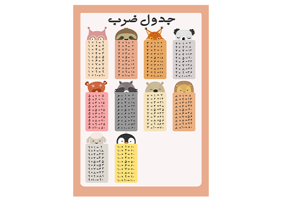 جدول ضرب طرح حیوانات ملوس