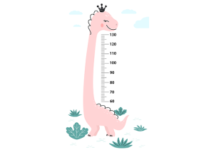 استیکر اندازه گیری قد طرح دایناسور صورتی کیوت