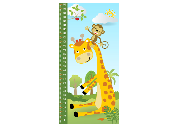 استیکر اندازه گیری قد طرح زرافه و میمون