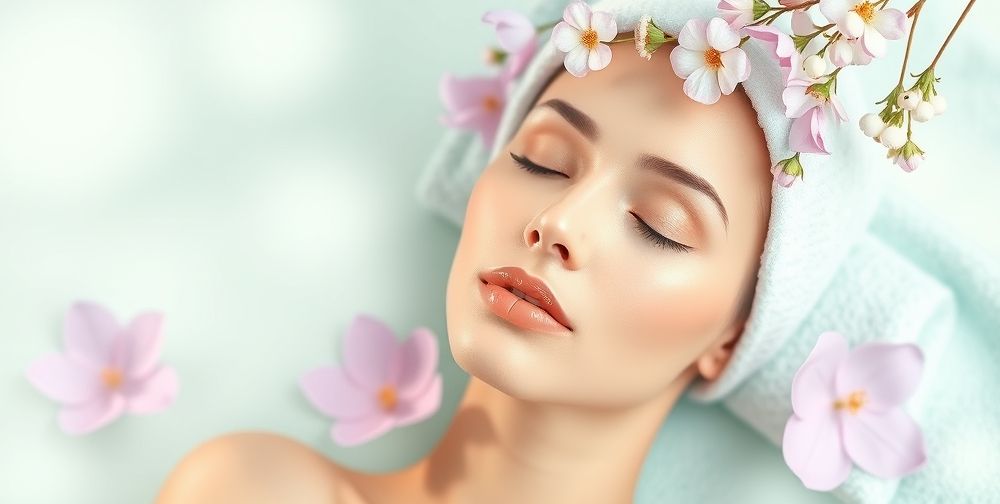 A beautifully designed facial skincare flyer featuring relaxing colors and visuals of skincare treatments, showcasing the brand identity and services offered.