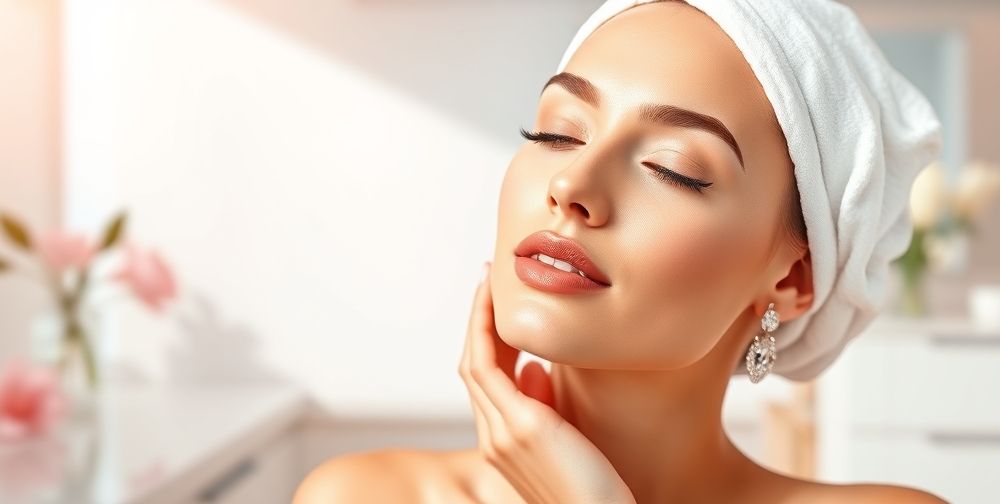 An attractive flyer design showcasing skin cleansing services, with vibrant colors and visuals of healthy skin, set against a stylish beauty salon backdrop.
