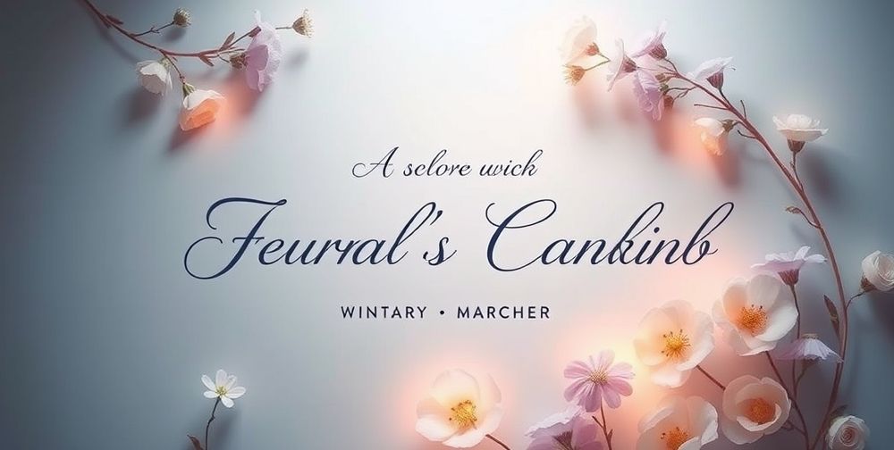 A solemn and respectful funeral announcement design, featuring elegant typography and soft colors, capturing a serene and compassionate mood.