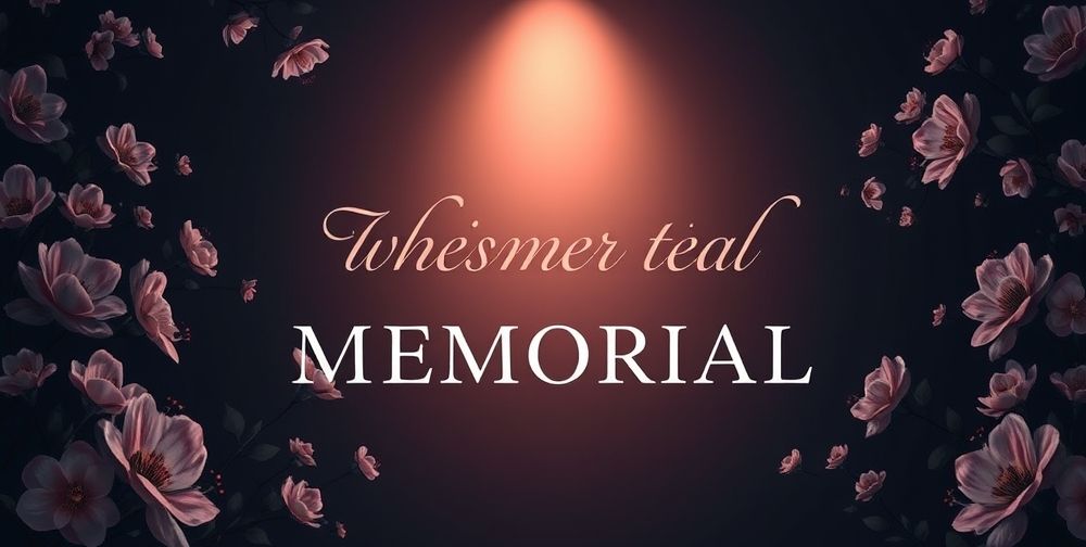 A beautifully designed mourning advertisement with a dark, elegant background featuring soft floral elements, combined with a serene atmosphere, elegantly highlighting the text.