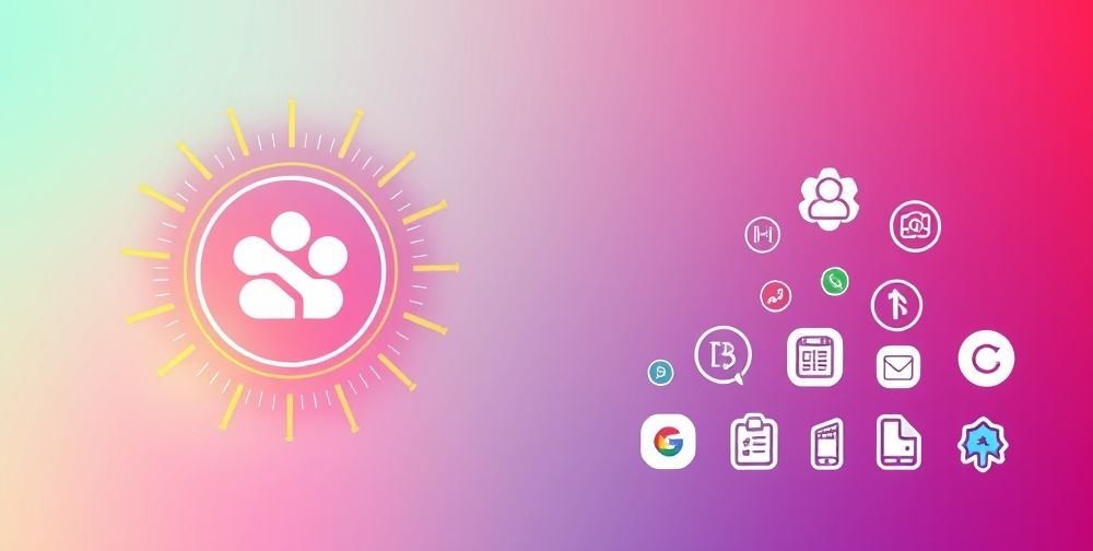 A vibrant and modern business story highlights cover design, featuring a small business logo, bright colors, and themed icons that represent services.
