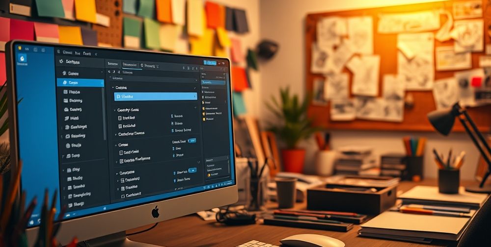 A detailed screenshot of Photoshop interface showing cache settings with highlighted options for clearing cache and optimizing performance. The background is a workspace with design elements.