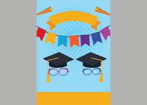 یادبود جشن پایان دوره ابتدایی با طرح عینک و کلاه