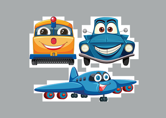 وسایل نقلیه کارتونی و بامزه