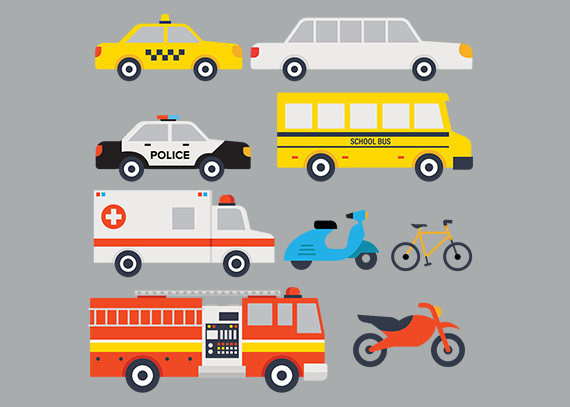 تصاویر کارتونی و رنگارنگ وسایل نقلیه