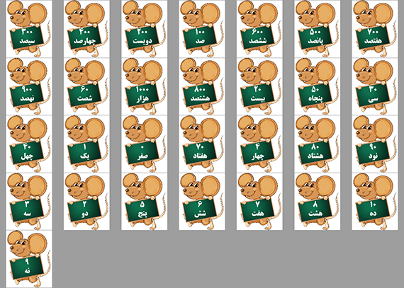 فلش کارت اعداد طرح موش