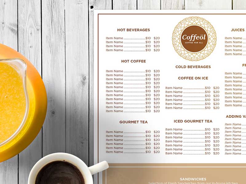 نکات طلایی برای طراحی نمونه منوی کافی شاپ - ایگوری گرافیک