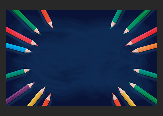 دانلود طرح جلد دفتر کلاسی مداد رنگی