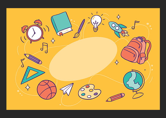 طراحی جلد کودکانه با تم مدرسه و آموزش