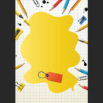 طرح جلد کودکانه با رنگ‌ زرد و حاشیه مداد