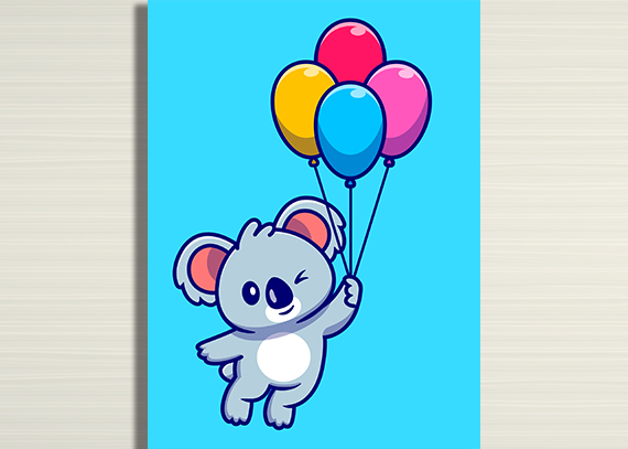 طرح کوالا و بادکنک ها – طرح شاد کودکانه