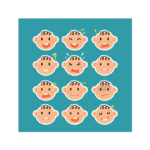 مجموعه کامل حالات چهره کودک برای آموزش احساسات